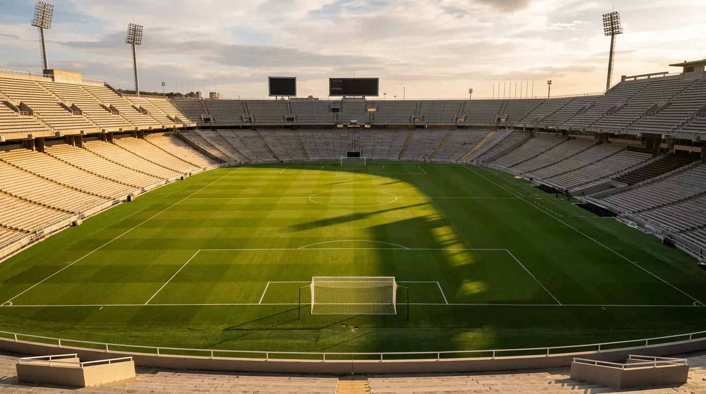 Estadio argentino de fútbol visto desde la tribuna durante un partido de la Liga Profesional con 30 equipos en competición
